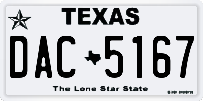 TX license plate DAC5167