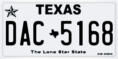 TX license plate DAC5168