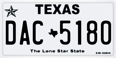 TX license plate DAC5180