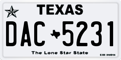 TX license plate DAC5231