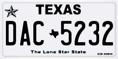 TX license plate DAC5232