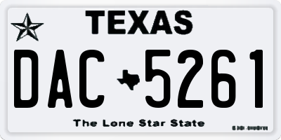 TX license plate DAC5261