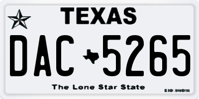 TX license plate DAC5265