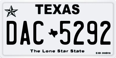 TX license plate DAC5292