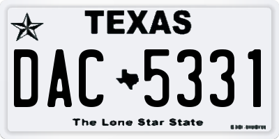 TX license plate DAC5331