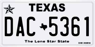 TX license plate DAC5361