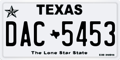 TX license plate DAC5453