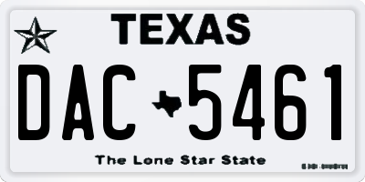 TX license plate DAC5461