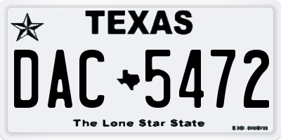 TX license plate DAC5472