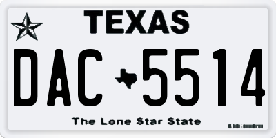 TX license plate DAC5514