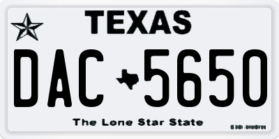 TX license plate DAC5650