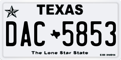 TX license plate DAC5853