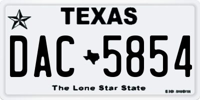 TX license plate DAC5854