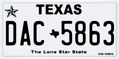 TX license plate DAC5863