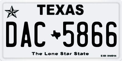 TX license plate DAC5866