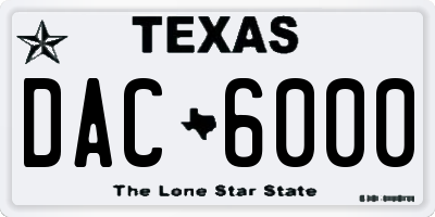 TX license plate DAC6000