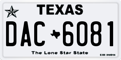 TX license plate DAC6081