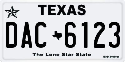 TX license plate DAC6123