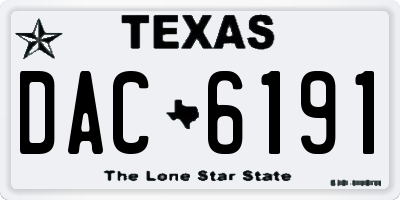 TX license plate DAC6191