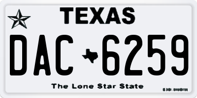 TX license plate DAC6259