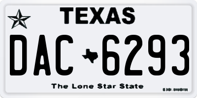 TX license plate DAC6293