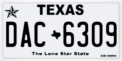 TX license plate DAC6309