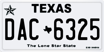 TX license plate DAC6325