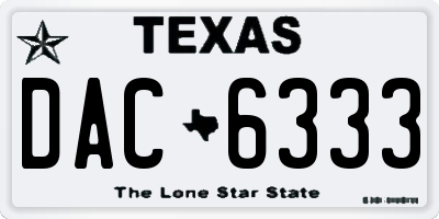 TX license plate DAC6333