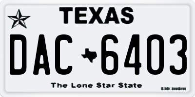 TX license plate DAC6403