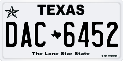 TX license plate DAC6452