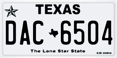 TX license plate DAC6504