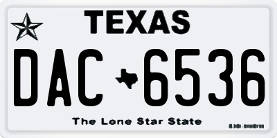 TX license plate DAC6536