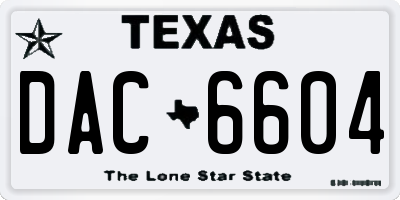 TX license plate DAC6604