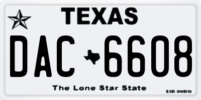 TX license plate DAC6608