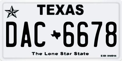 TX license plate DAC6678