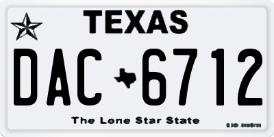 TX license plate DAC6712