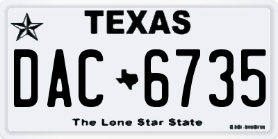 TX license plate DAC6735