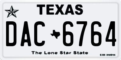 TX license plate DAC6764