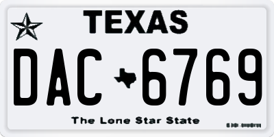 TX license plate DAC6769