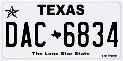 TX license plate DAC6834