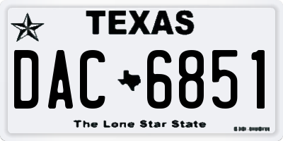 TX license plate DAC6851