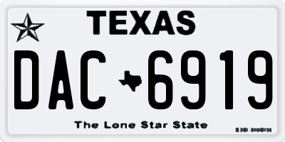 TX license plate DAC6919
