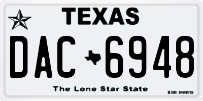 TX license plate DAC6948
