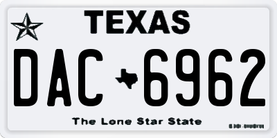 TX license plate DAC6962