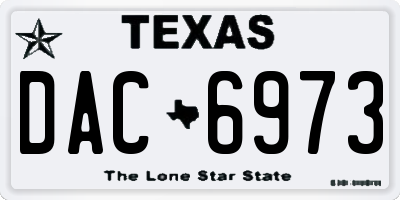 TX license plate DAC6973