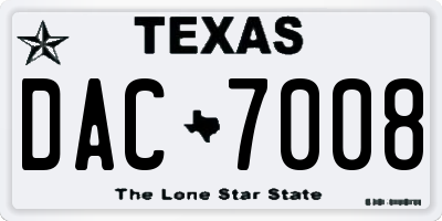 TX license plate DAC7008