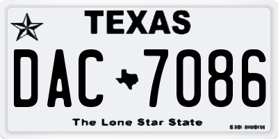 TX license plate DAC7086