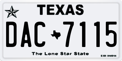 TX license plate DAC7115