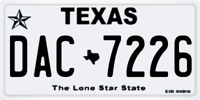 TX license plate DAC7226