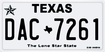 TX license plate DAC7261